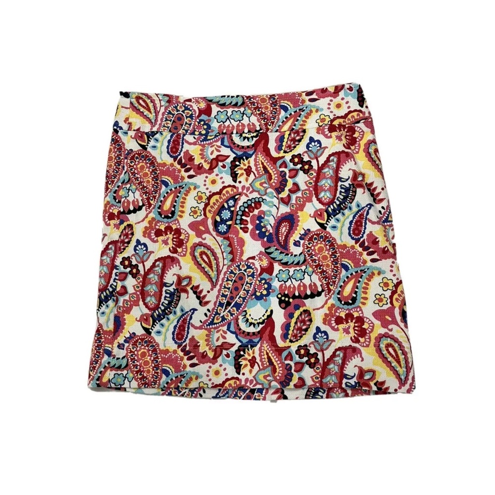 Talbots A Line Straight Skirt 
Multi Color Vibrant Paisley Pattern
Size 8